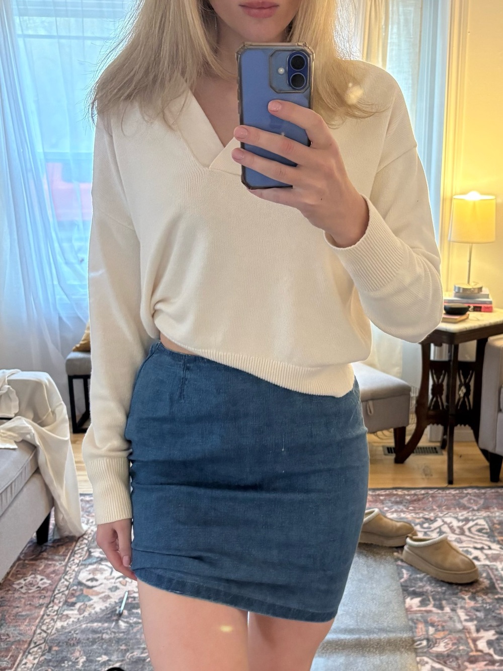 Armani Jeans Blue Mini linen Skirt